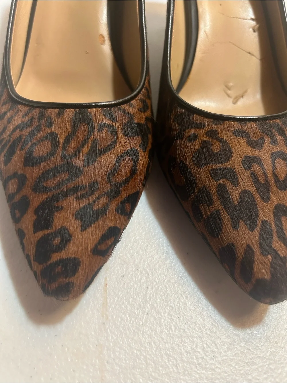 Naturalizer leopard print calf-hair—- kitten heel pumps